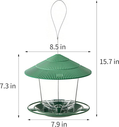 Hanizi Bird Feeder Outdoor Hanging for Wild Bird Seed, Green