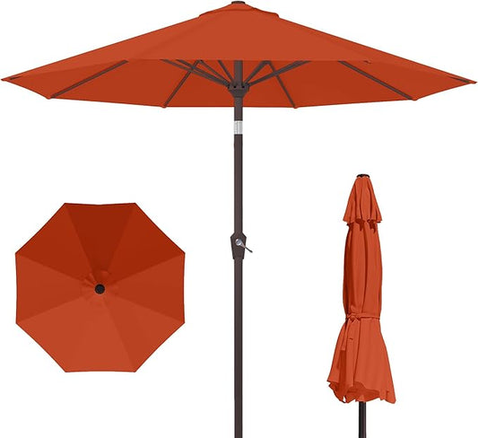 PatioKingdom 10FT Patio Umbrella with Push Button Tilt and Crank, Outdoor Market Umbrella with 8 Fiberglass Ribs, UV Protection Table Umbrella for Pool,Backyard,Garden,Deck(Orange, 10FT)
