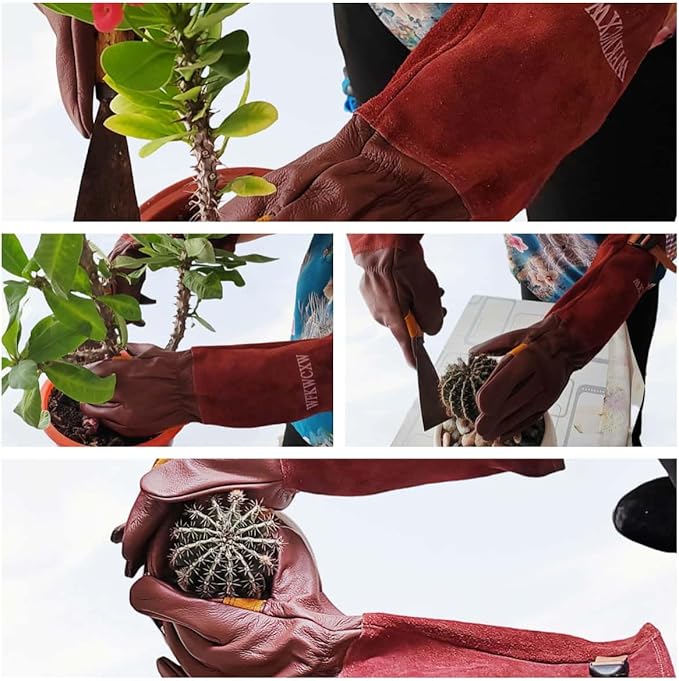 Womens/Mens Gardening Gloves for Rose and Cactus Handling,Cow Leather Garden Gloves Women/Men Thorn Proof