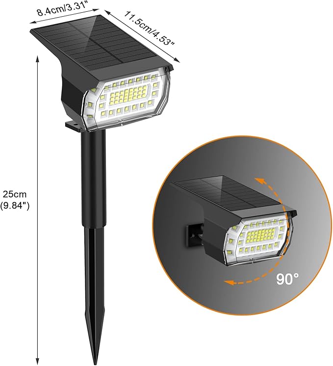 LANSOW Solar Spot Lights Outdoor, [4 Pack/76 LED] 2-in-1 Solar Landscape Spotlights, 3 Modes IP65 Waterproof Dusk to Dawn Solar Powered Flood Wall Lights for Outside Yard Garden Pathway(Cool White)