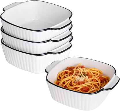Mini Ceramic Baking Dishes Set Of 4-400ml Small Square Lasagne Dish For Air Fryer, Baking Dish, Pie Dishes For Oven - Small For Lasagne, Tiramisu, Baking Mould