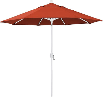California Umbrella 5-Year-Non-Fading, 9Ft Premium Patio Umbrella, Hand-Crank, Button-Tilt, White Frame, Solution Dyed Sunset Fabric