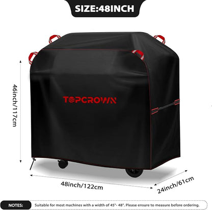 TOPCROWN Grill Cover for Outdoor Grill, BBQ Gas Grill Waterproof Anti-UV Oxford Fabric Windproof Design with Adjustable Straps, Fits Weber/Char-Broil/Nexgrill and More (420D Black+Red, 45" - 48")