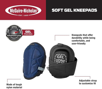 McGuire-Nicholas Gel Lite Pro Flooring Knee Pads for Men and Women, Soft Gel Adjustable Knee Pads for Gardening, Flooring, and Work, Navy/Black | 22382