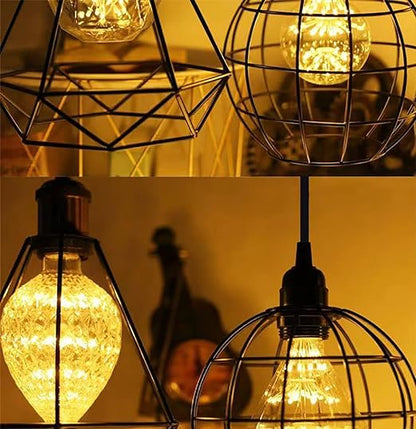 HESSION 2-Pack 15 Feet Plug in Pendant Light, Black Extension Hanging Lantern Cord Cable with in-Line On/Off Switch, E26 E27 Socket