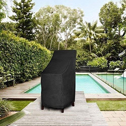 RosieLily Outdoor Chair Covers, High Back Patio Chair Covers Waterproof, Heavy Duty Patio Furniture Covers, Stackable Outdoor Bar Stool Covers, 600D, High Back-4 Pack, Black