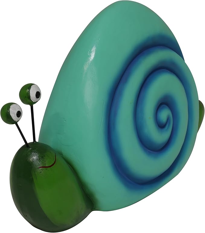Alpine Corporation 7" Tall Outdoor Swirl Snail Statue Whimsical Accent, Weatherproof Garden Decor, Blue