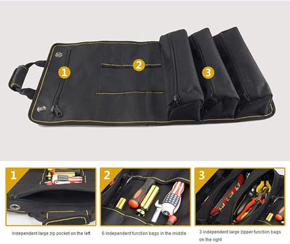 Toolkit Large Capacity Collapsible 27-inch Wide Mouth Tool Bag Handbag Organizer Tote Bags for Electrician, Plumbing, Gardening