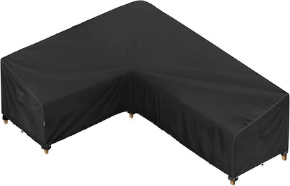 iBirdie Outdoor Sectional Cover fit 90 x 120 inch, 89 x 118, L-Shaped Patio Furniture Sofa, Waterproof Weatherproof Heavy Duty 600D Garden Cover for Outside L Shape Couch, Black