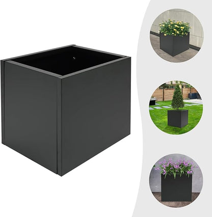 16Inch Steel Planter Box Metal Planter Large Tall Square Planters for Indoor Outdoor Plants, Heavy Duty Flower Pot for Patio, Yard, Garden (Black, 16" L x 16" W x 16" H)