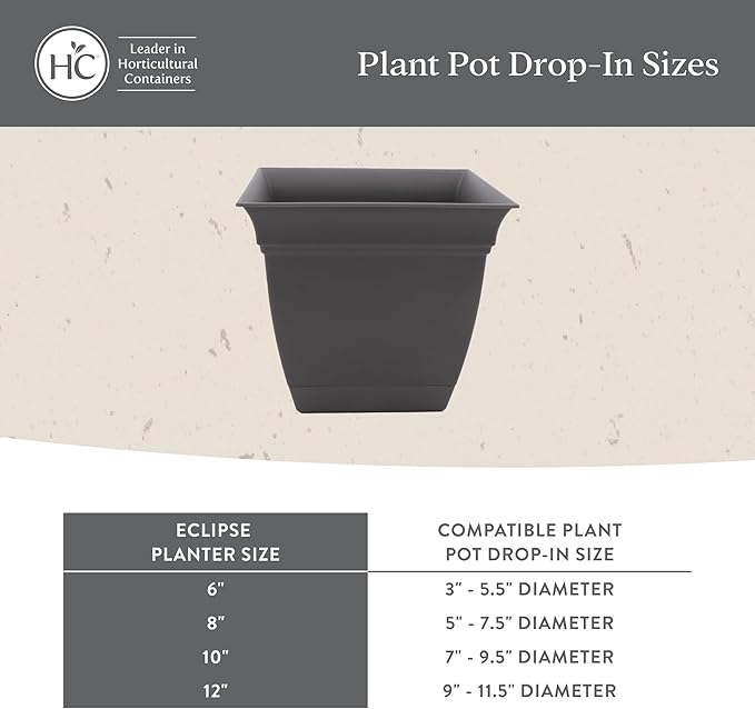 The HC Companies Eclipse Square Plastic Planter w/Attached Saucer - Outdoor & Indoor Plant Pot with Drainage Holes - Lightweight, UV-Resistant Plastic Pots for Plants (10" Peridot Green, Pack of 1)