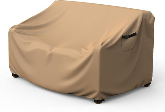 Heavy Duty Patio Sofa Cover, Mrrihand 3-Seater Outdoor Sofa Loveseat Cover, Outdoor Patio Furniture Cover with Air Vent and Handles, 78" W×42" D×32" H, Brown