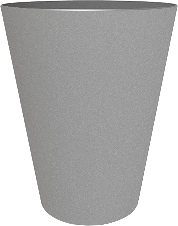 Bloem Tall Finley Tapered Round Planter: 14" - Cement - Matte Textured Finish, 100% Recycled Plastic Pot, for Indoor and Outdoor Use, Gardening, 4 Gallon Capacity