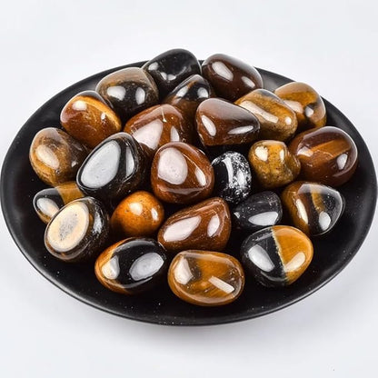 Tigers Eye Healing Crystal Stone Set - 24 Pieces, 0.6" Natural & Polished Stones for Healing, Meditation, Reiki, Chakra, Crafting & Decoration