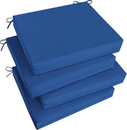 Basic Beyond Outdoor Chair Cushions Set of 4, Square Corner Outdoor Cushions for Patio Furniture, Water Resistant Patio Chair Cushions with 2 Ties, 18.5x16x3, Royal Blue