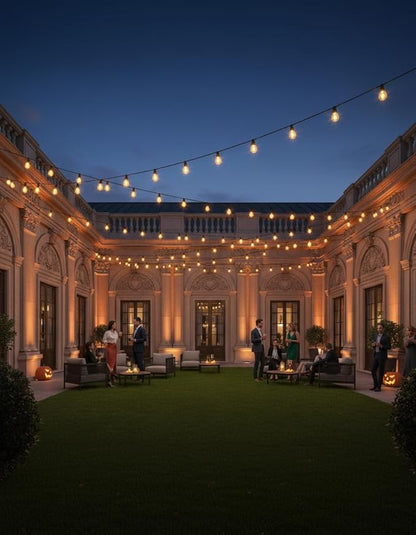 Outdoor Solar String Lights S14, 36FT Patio Lights with 15 LED Bulbs, 3000K Solar Lights Outdoor with Remote & App Control, Solar String Lights for Outside, Camping, Yard, Party Decor, Warm White