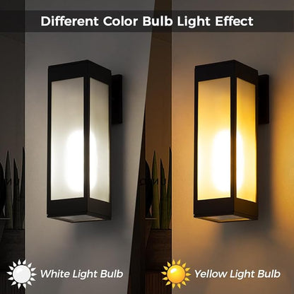 Cerdeco 13 Inches Outdoor Wall Light Modern Outdoor Wall Sconce,Aluminum Black Porch Sconce Wall Mounted Lighting with E26 Socket and 3 Side Frosted Glass[ETL Listed]