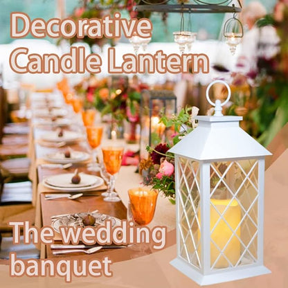 YAKii 13" Decorative Candle Lantern with LED Flameless Candle and Timer, Plastic LED Candle & Holder, Indoor & Outdoor Hanging Lights,Christmas Day Decoration Pack of 6 (White)