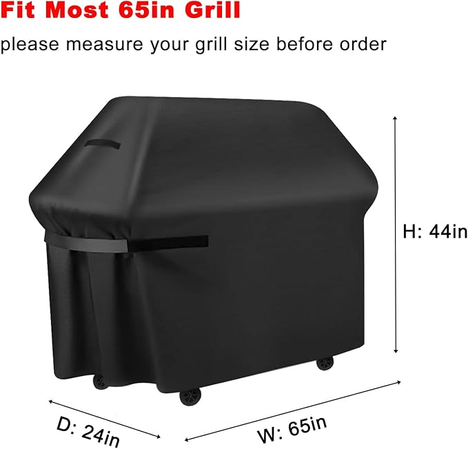 Grill Cover, 65-Inch BBQ Grill Cover Heavy Duty Waterproof UV Resistant Tear Resistant for Outdoor Grill, Compatible for Nexgrill Brinkmann Weber Dyna-glo