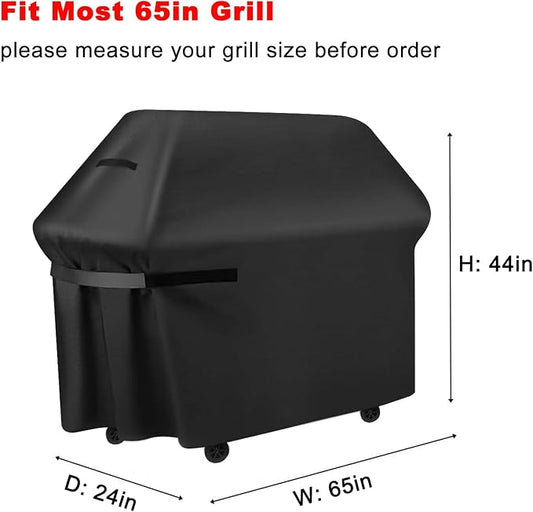 Grill Cover, 65-Inch BBQ Grill Cover Heavy Duty Waterproof UV Resistant Tear Resistant for Outdoor Grill, Compatible for Nexgrill Brinkmann Weber Dyna-glo