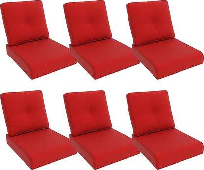 Outdoor Chair Cushions Set for Patio Furniture, 22x25/22x24 Inch, Waterproof & Fade Resistant Patio Chair Cushions, Thick Patio Furniture Cushion for Chair, Sofa, and Couch (Red, 6 Set)