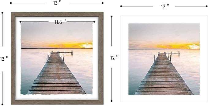 Modern Framed Lake Photo Painting: 6 Pieces Romantic Mountain Fog Prints Soft Colorful Landscape Wall Art Calming Nature Forest Water Painting Horizontal Multi View Scenery Artwork for Living Room