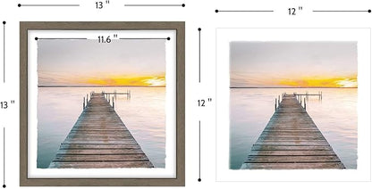 Modern Framed Lake Photo Painting: 6 Pieces Romantic Mountain Fog Prints Soft Colorful Landscape Wall Art Calming Nature Forest Water Painting Horizontal Multi View Scenery Artwork for Living Room
