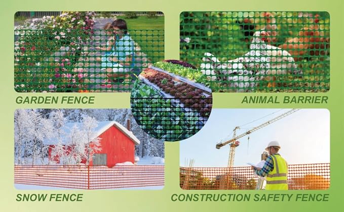 PotatoLife Plastic Mesh Fence Safety Fence, 2 Roll 4'x100' with 100 Zip Ties, Resuable Temporary Netting for Garden Fencing, Construction, Snow Fencing, Animal Barrier, Poultry, Deer, Patio, Orange