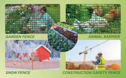 PotatoLife Plastic Mesh Fence Safety Fence, 2'x25' Roll with 50 Zip Ties, Resuable Temporary Netting for Garden Fencing, Construction, Snow Fencing, Animal Barrier, Poultry, Deer, Patio, Green