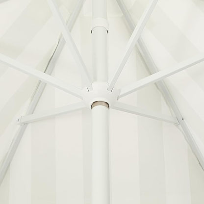 JONATHAN Y UMB1001 Collins 9 ft. Classic Cottage Tassel Market Patio Umbrella with Auto-Tilt, Crank, Wind Vent and UV Protection