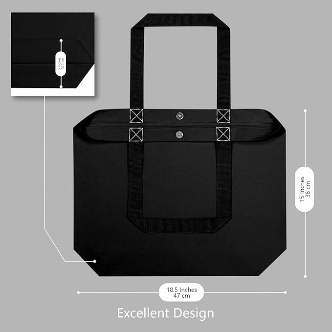 TOPDesign 12-Pack Canvas Tote Bags with Magnetic Snap, Reusable Grocery Shopping Bags, DIY Your Creative Designs