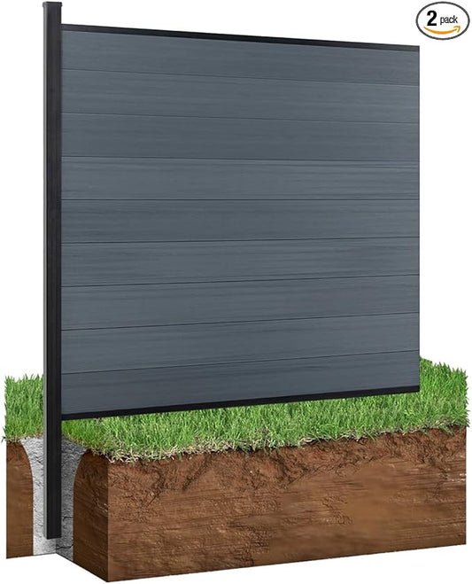 72" W x 72" H Outdoor Privacy Fence with Sturdy Alloy Post, Tall Wind Resistant Fence Covering Privacyfor Yard Backyard Garden and Swimming Pool(Grey,2 Post)