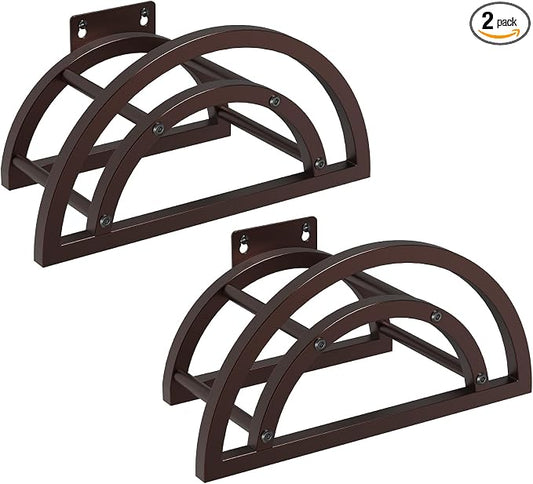 2 Pack Garden Hose Holder, Outdoor Hose Holder Wall Mounted Holds 125-ft Hose, Heavy Duty Metal Hose Hanger, Sturdy Detachable Hose Reel Storage Organizer, Hose Rack for Outside Garden Lawn, Bronze
