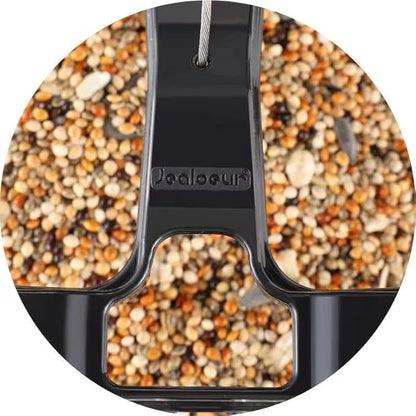 Jealoeur Bird Feeders for Outdoors Hanging Bird Feeder Wild Birds Seed, Black 2 Pack