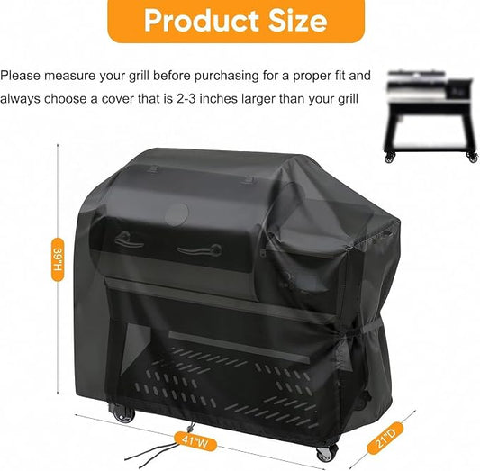 Grill Cover for Recteq Legend 400 Pellet Grill, Heavy Duty Waterproof All-Weather Protection, Outdoor Fade Resistant BBQ Grill Cover (41" L×21" W×39" H)