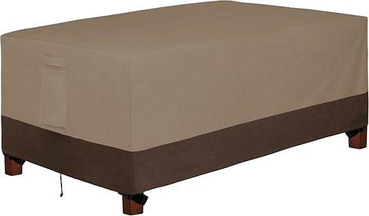 Easy-Going 600D Heavy Duty Rectangular Table Cover UV Resistant and Waterproof Outdoor Lawn Patio Furniture Cover (84" Lx44 Wx23 H, Camel/Dark Brown)
