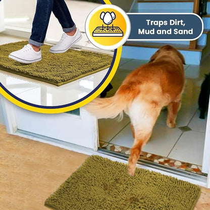 Muddy Mat® | Super Water Absorbent Door Mat Indoor, Microfiber Quick Dry Chenille Entryway Rug, Slip Resistant Front Door Mat, Indoor Mats for Entryway, Machine Washable Pet Rug, Mustard 30" x 60"
