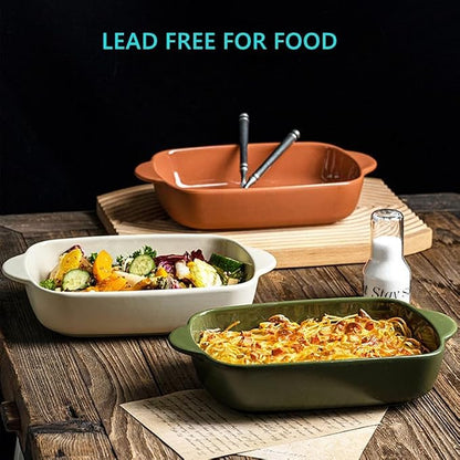 Ceramic Casserole Dish with Lid,33oz Covered Rectangular Baking Dish with Lid for 1-2 Person,Deep Casserole Cookware Bakeware,Oven Safe and Dishwash Safe