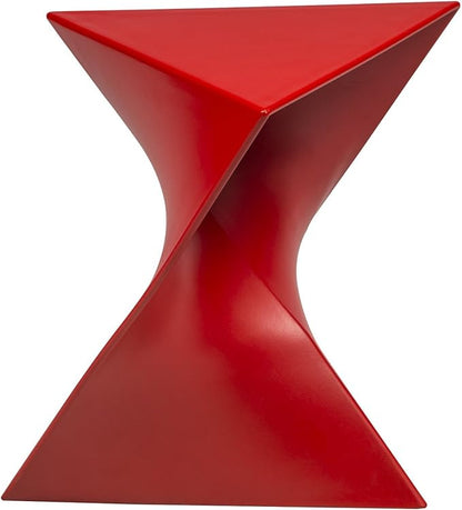 LeisureMod 15.75" Stackable Weather-Resistant Plastic Triangular Side Table - Accent End Table for Indoor & Outdoor Use (Red, Single)