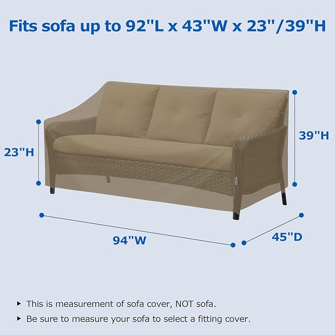 SunPatio Heavy Duty Waterproof 93.5" Sofa Cover & 2 Pack 33.5" Chair Covers Bundle