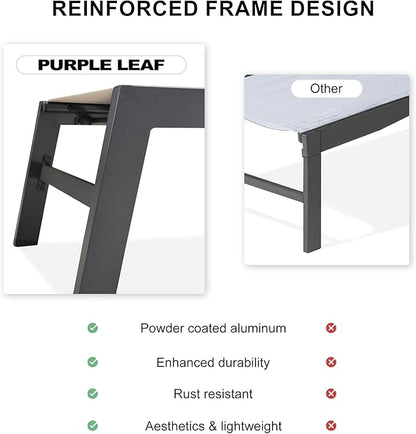 PURPLE LEAF Extra Large Outdoor Chaise Lounge 2 Pieces Aluminum Patio Lounge Chair with Wheels Reclining Chair for Patio Pool Beach Sunbathing Beige Oversized Lounger