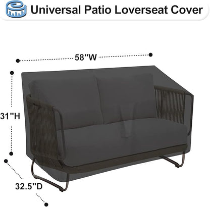 OutdoorLines Outdoor Waterproof Patio Loveseat Couch Cover - UV Resistant Patio Sofa Furniture Covers Weatherproof Heavy Duty Glider Covers for Outdoor Furniture, 58Wx32.5Dx31H Inches, Black
