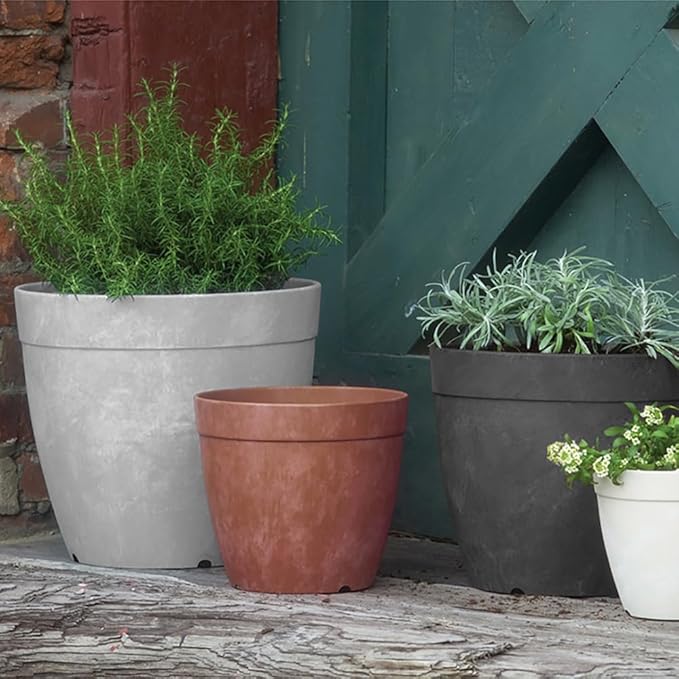 Root & Vessel Dolce Round Planter, Black, 12"