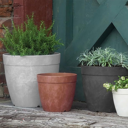 Root & Vessel Dolce Round Planter, Black, 12"