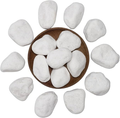 White Natural River Rocks, 2-3.5 Inch Decorative Stones for Plants, Garden, and Landscaping – 40LB, Ideal for Fish Tanks, Vases, Crafting, Home Decor, and Outdoor Landscaping