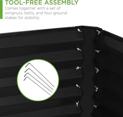 Best Choice Products 6x3x2ft Outdoor Metal Raised Garden Bed, Deep Root Box Planter for Vegetables, Flowers, Herbs, and Succulents w/ 269 Gallon Capacity - Black