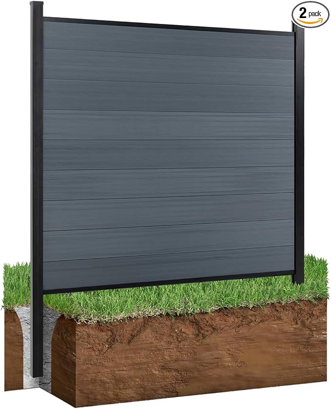 72" W x 72" H Outdoor Privacy Fence with Sturdy Alloy Post, Tall Wind Resistant Fence Covering Privacy for Yard Backyard Garden and Swimming Pool(Grey,1 Post)