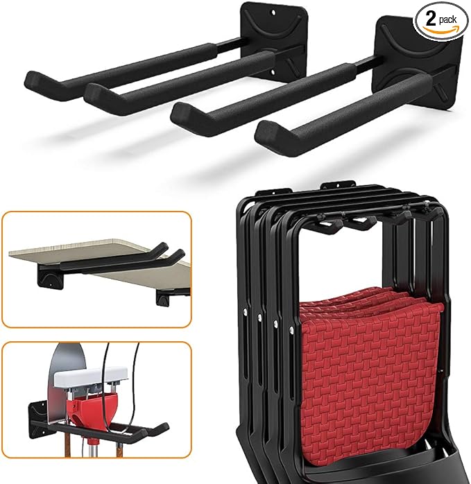 TORACK Garage Hooks Heavy Duty Tool Organizer, Wall Mount Hanger Rack Garage Storage Utility Hooks for Car Tires, Ladders, Chairs, Strollers, Power Tools, Garden Tools (2 Pack, 12.4" Hook)