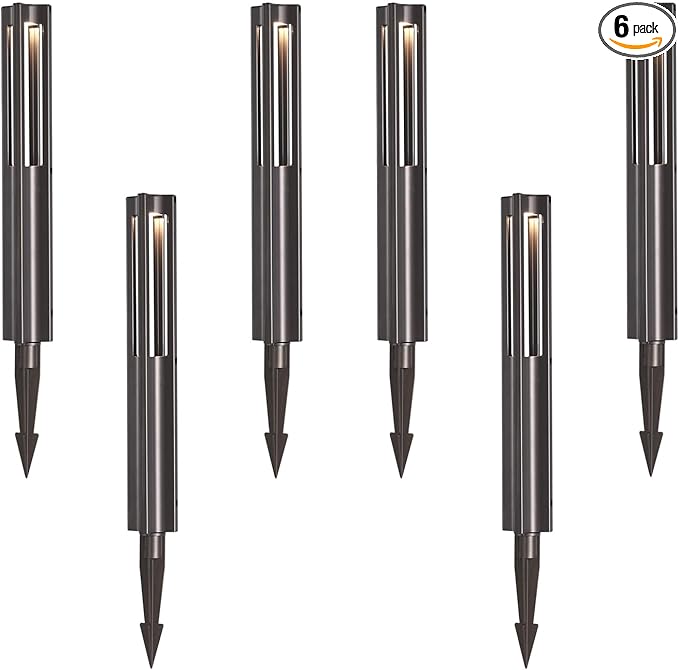 Energetic Low Voltage Landscape Lighting, IP65 Waterproof LED Pathway Lighting, Aluminum Outdoor Landscape Path Lights for Garden, 12-24V AC/DC Walkway Lights, 3000K Warm White, Bronze, 6 Pack
