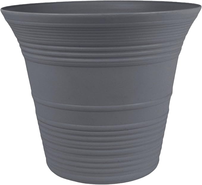 The HC Companies Sedona Round Self-Watering Pot - Lightweight Self Care Planter - Plastic Planter for Herbs & More - Durable Plant Pots for Indoor Plants & Outdoor Plants (12" Warm Gray, Pack of 1)